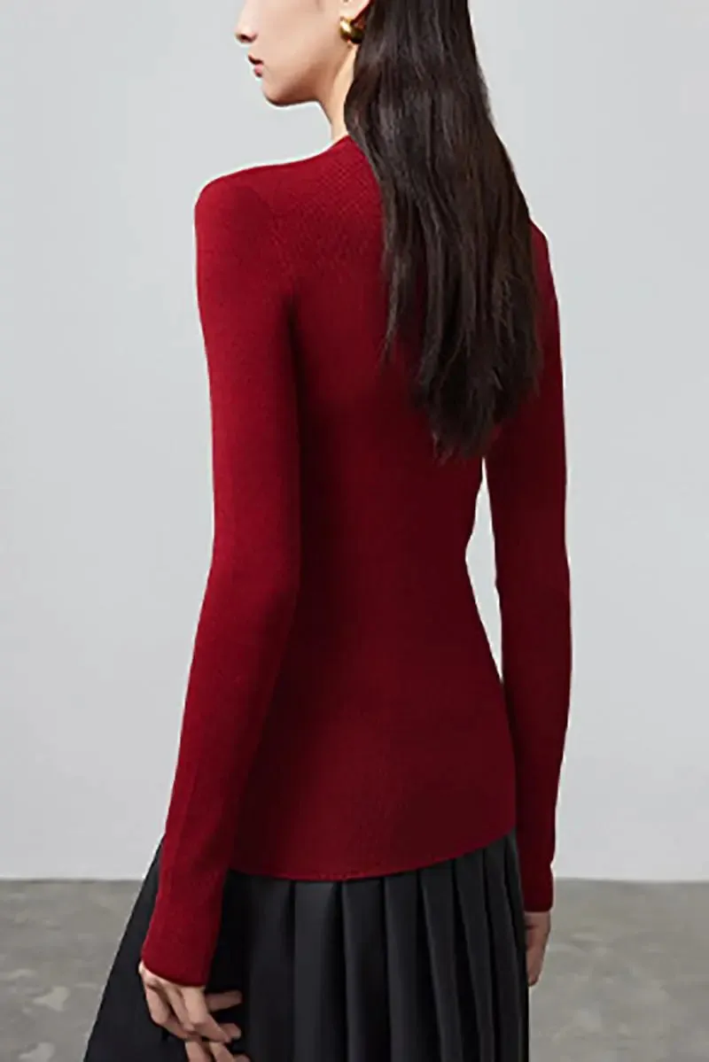 Wool Silk Blend Crew Neck Sweater
