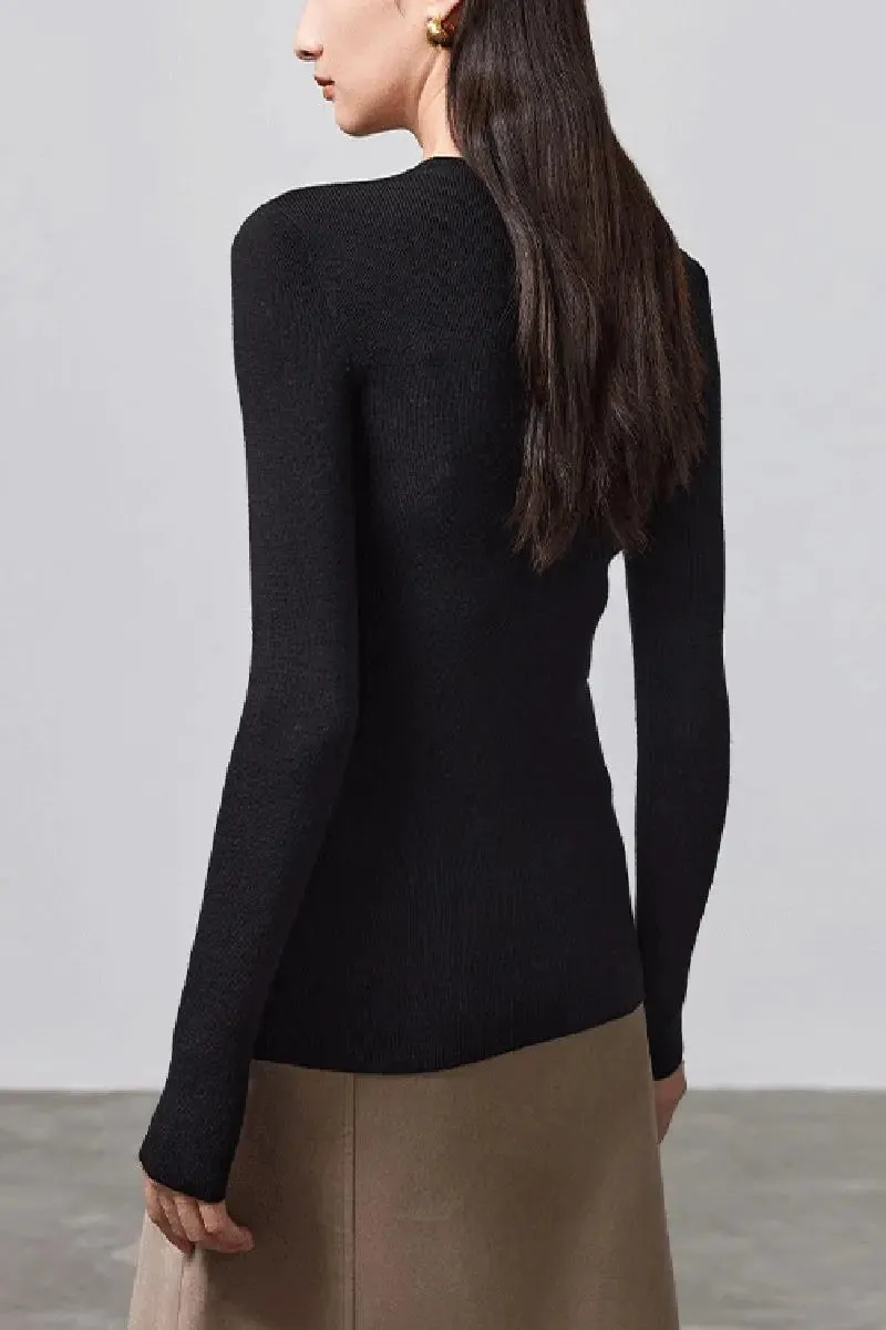 Wool Silk Blend Crew Neck Sweater