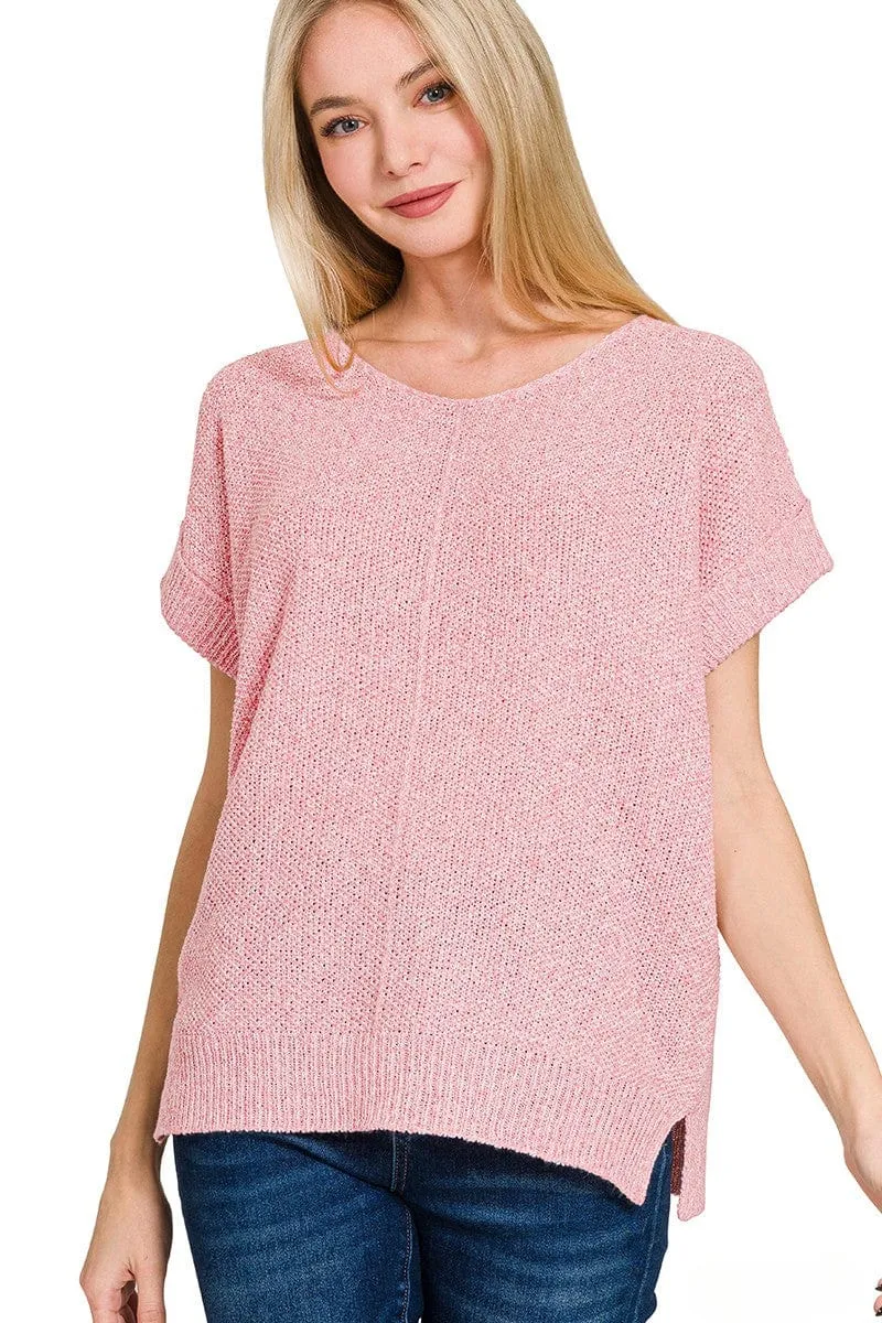 Zenana Center Seam Short Sleeve Sweater