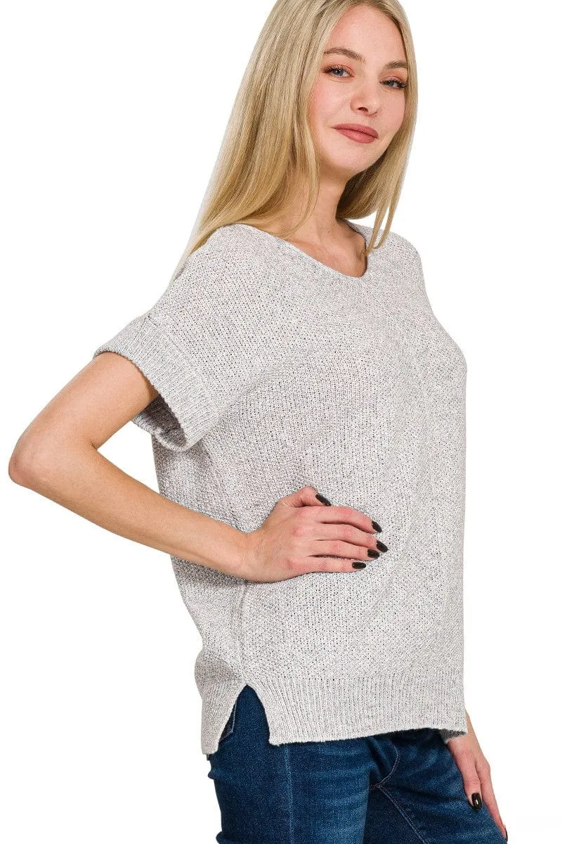 Zenana Center Seam Short Sleeve Sweater