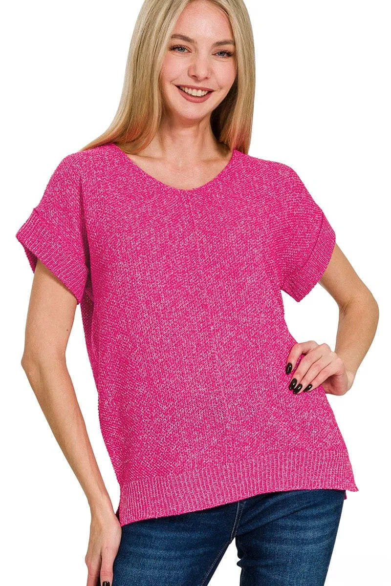 Zenana Center Seam Short Sleeve Sweater