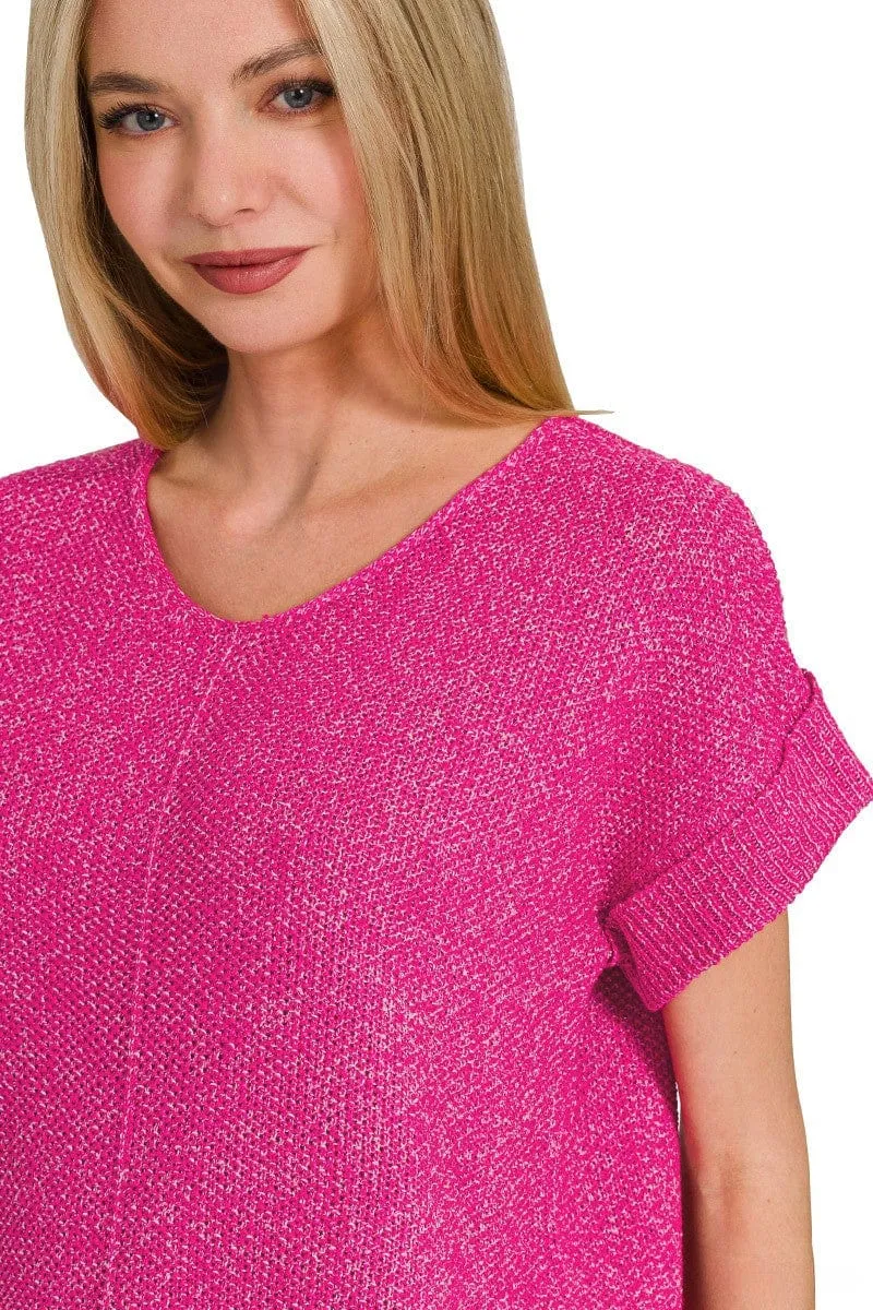 Zenana Center Seam Short Sleeve Sweater