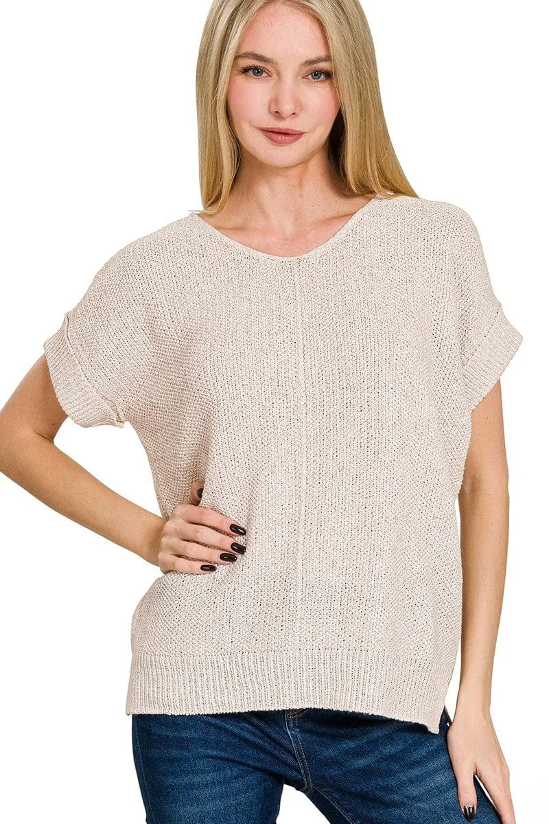 Zenana Center Seam Short Sleeve Sweater